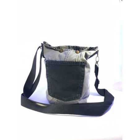 annsocreations jeans noir gris tissu noir blancs pièce unique confection française sangle réglable noire sympa originale