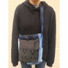 sac issu du recyclage de pantalons ainsi que d'une cravate bleue et noire chic et rock pièce unique local confection française.
