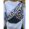 SAC BANANE ISSU DU RECYCLAGE EN JEANS TISSU FLEURI LOCAL CONFECTION FRANCAISE UNIQUE