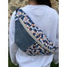 SAC BANANE ISSU DU RECYCLAGE EN JEANS TISSU FLEURI LOCAL CONFECTION FRANCAISE UNIQUE
