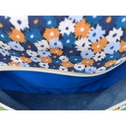 SAC BANANE ISSU DU RECYCLAGE EN JEANS TISSU FLEURI LOCAL CONFECTION FRANCAISE UNIQUE