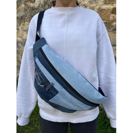 ANN-SO ANNSO SAC BANANE ISSU DU RECYCLAGE EN JEANS LOCAL CONFECTION FRANCAISE PIECE UNIQUE