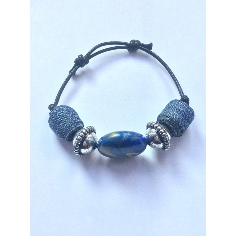 annsocreations.fr bracelet perle jeans pièce unique confection française recyclage original assortiment de perles forme matière