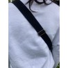 Sac banane en jeans et wax coloré vert jaune noir blanc pièce unique sympa recyclée unique sangle 3cm noire réglable