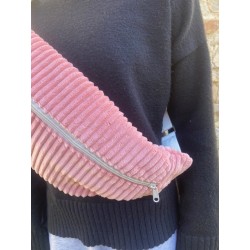 SAC BANANE UNIQUE LOCAL FABRICATION FRANCAISE VELOUR ROSE SYMPA ANNSOCREATIONS.FR