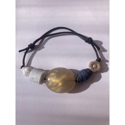 Bracelet unique recyclage perle jeans local français annsocreations.fr