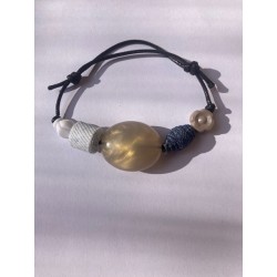 Bracelet unique recyclage perle jeans local français annsocreations.fr