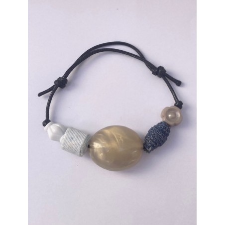 Bracelet unique recyclage perle jeans local français annsocreations.fr
