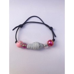 BRACELET UNIQUE SYMPA ROSE PERLE EN JEANS CONFECTIONNE EN FRANCE ANNSOCREATIONS.FR