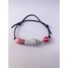 BRACELET UNIQUE SYMPA ROSE PERLE EN JEANS CONFECTIONNE EN FRANCE ANNSOCREATIONS.FR