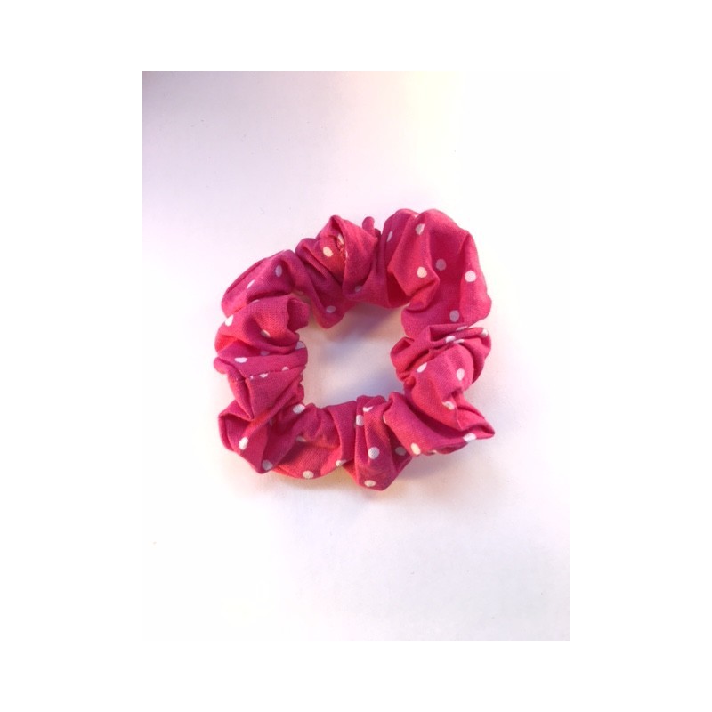 annsocreations.fr chouchou tissu ROSE A POIS BLANC pièce unique confection française recyclage original local