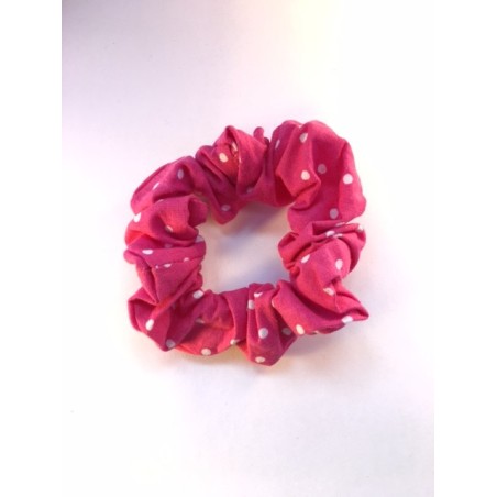 annsocreations.fr chouchou tissu ROSE A POIS BLANC pièce unique confection française recyclage original local
