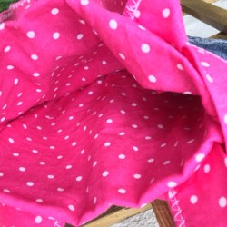 annsocreations.fr petit sac rose à pois blanc unique original recyclé local confection française jeans création originale sympa