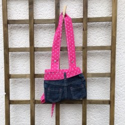 annsocreations.fr petit sac rose à pois blanc unique original recyclé local confection française jeans création originale sympa