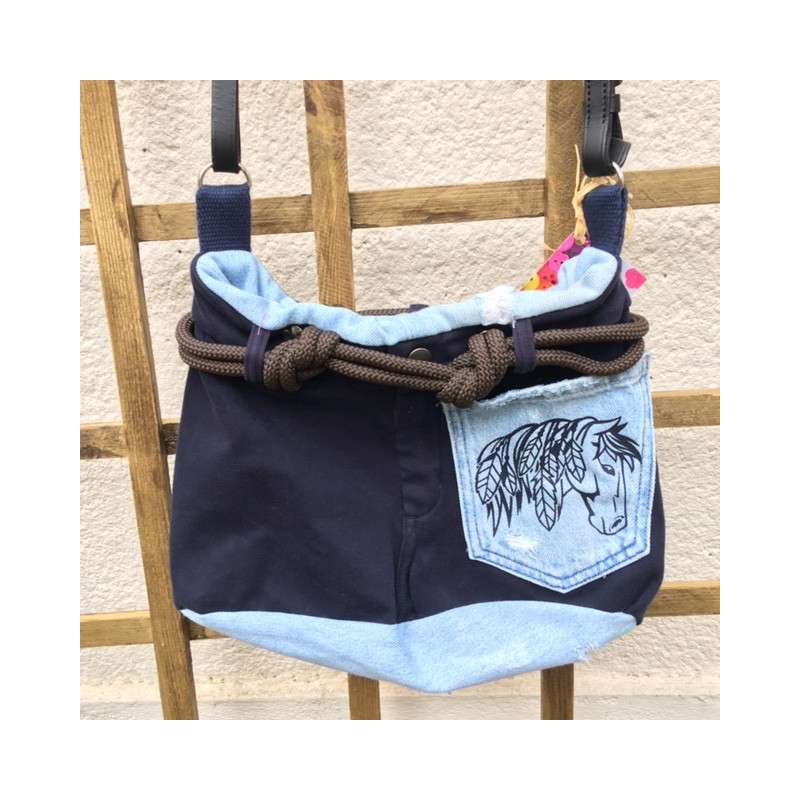 annsocreations.fr sac équitation pièce unique originale flocage cheval local confection française jeans pantalon équitation